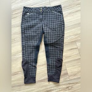 Navy blue plaid full seat riding breeches